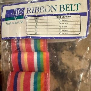 EQ equestrian brand name Colorful Striped Ribbon Belt NEW w/ tags size L